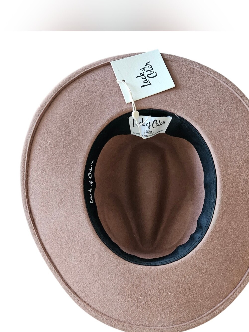Lack Of Color Women Brown Felt Fedora Hat Dusty Mauve Wool Size M 57cm NWT - Picture 6 of 10